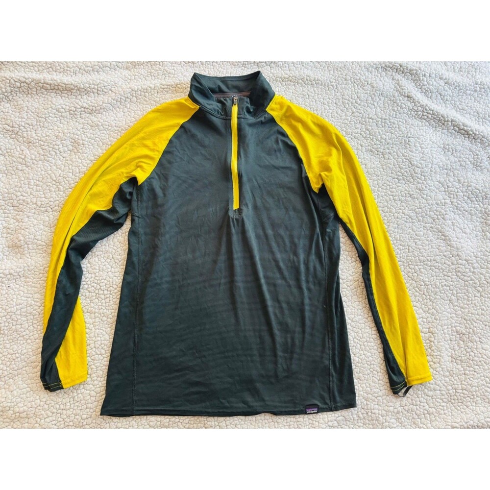 Patagonia Capilene Lightweight 1/4 Zip Baselayer Green Gray Yellow Men’s XL